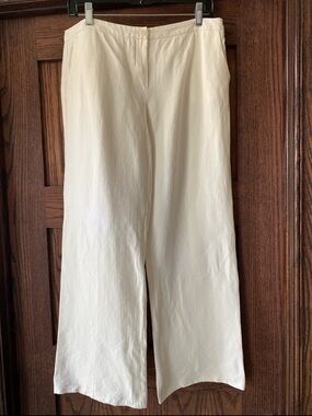 Emporio Armani Off-White linen blend Textured Trousers